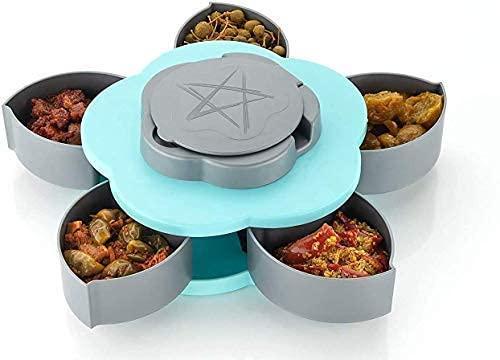5 Compartments Flower Candy Box Serving Rotating Tray Dry Fruit 1 Piece Spice Set