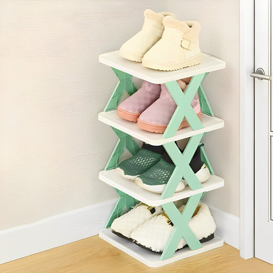 Plastic 4 Layer Foldable Shoe Rack