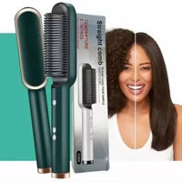Hair Straightener brush for Women & Men, Hair Styler, Straightener Machine Brush/PTC Heating Electric Straightener with 5 Temperature Control (Multi colour)