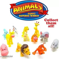Funny Jungle Animals Toys Forest Animal Set Mini Cartoon Animal Toys Figure Playing Set for Kids - Pack of 12 Pcs