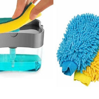 Soap Dispenser - 2 in 1 Soap Dispenser With Microfibre Wash Dust Cleaning Gloves