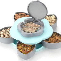 5 Compartments Flower Candy Box Serving Rotating Tray Dry Fruit 1 Piece Spice Set