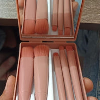 5 in 1 Makeup Brush Set with Mirror Case
