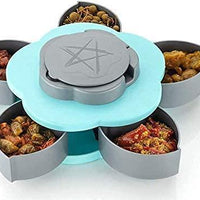 5 Compartments Flower Candy Box Serving Rotating Tray Dry Fruit 1 Piece Spice Set