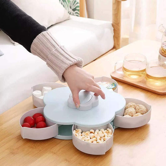 5 Compartments Flower Candy Box Serving Rotating Tray Dry Fruit 1 Piece Spice Set