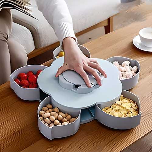 5 Compartments Flower Candy Box Serving Rotating Tray Dry Fruit 1 Piece Spice Set