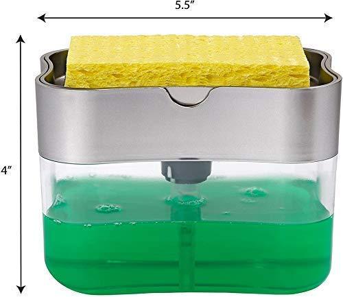 Soap Dispenser - 2 in 1 Soap Dispenser With Microfibre Wash Dust Cleaning Gloves