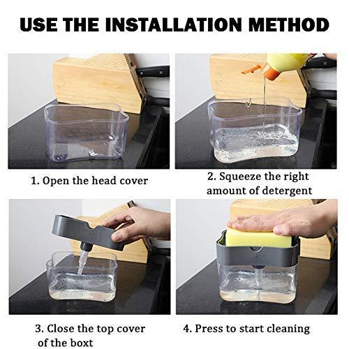 Soap Dispenser - 2 in 1 Soap Dispenser With Microfibre Wash Dust Cleaning Gloves