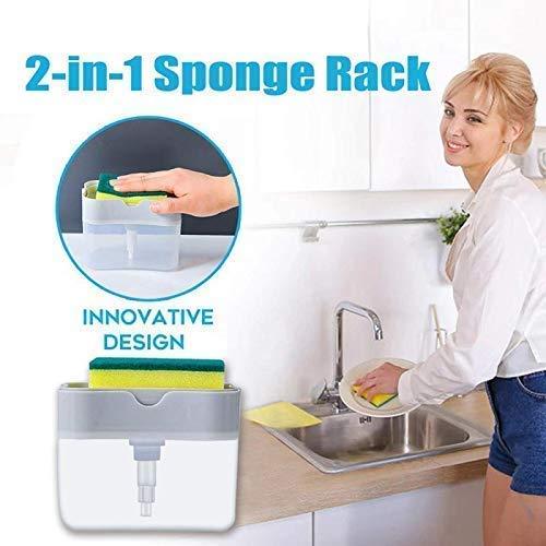 Soap Dispenser - 2 in 1 Soap Dispenser With Microfibre Wash Dust Cleaning Gloves