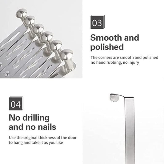 Bitnex 6 Alloy Steel Hooks for Clothes,Over The Door Hanger Hooks Organizer