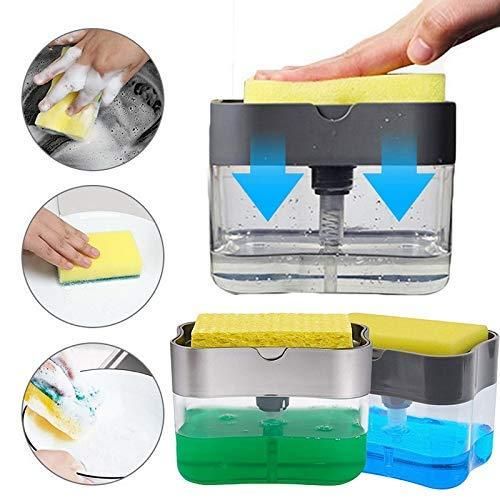 Soap Dispenser - 2 in 1 Soap Dispenser With Microfibre Wash Dust Cleaning Gloves